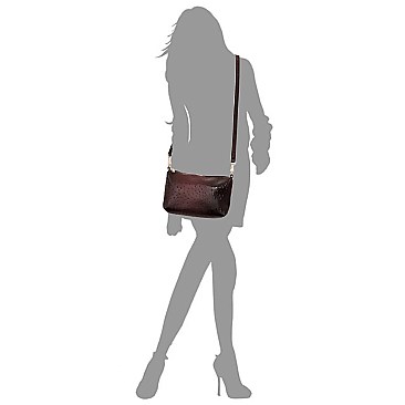 Ostrich Embossed Turn-Lock Accent 3 in 1 Tote Wallet MH-LF1402W