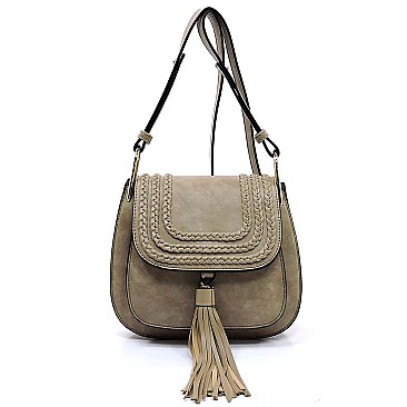 Tassel Accent Braided Cross Body Saddle Bag MH-CTEA0004