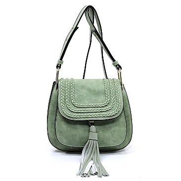 Tassel Accent Braided Cross Body Saddle Bag MH-CTEA0004