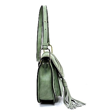 Tassel Accent Braided Cross Body Saddle Bag MH-CTEA0004
