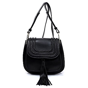 Tassel Accent Braided Cross Body Saddle Bag MH-CTEA0004