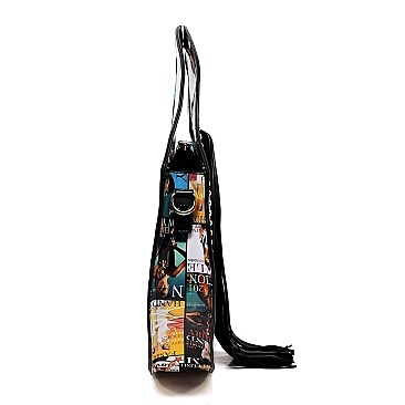 2-in-1 Magazine Cover Collage Round Satchel Wallet Set