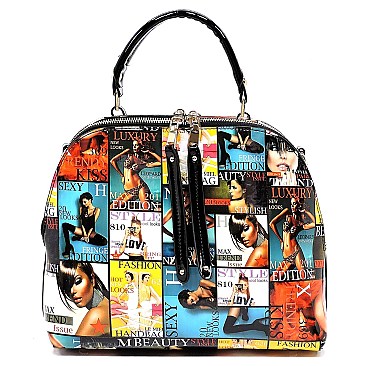 2-in-1 Magazine Cover Collage Dome Satchel