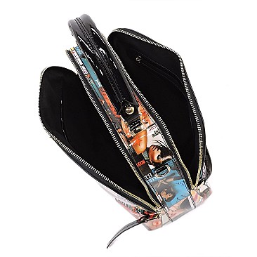 2-in-1 Magazine Cover Collage Dome Satchel