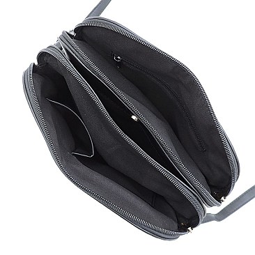 Multi Compartment Leopard Zebra Colorblock Dome Crossbody Bag