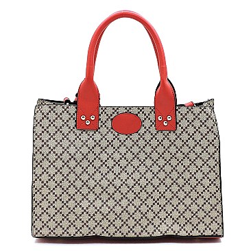 3-in-1Diamond Check Satchel Crossbody Set