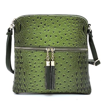 Ostrich Croc Fashion Crossbody Bag