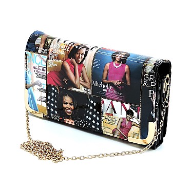 Magazine Cover Cross Body Clutch Wallet