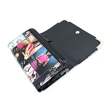 Magazine Cover Cross Body Clutch Wallet