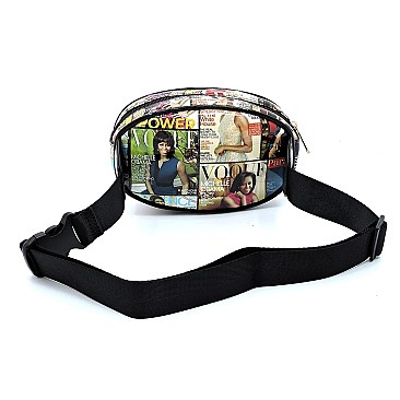 Oval Fanny Pack Magazine Cover Picture Waist Bag