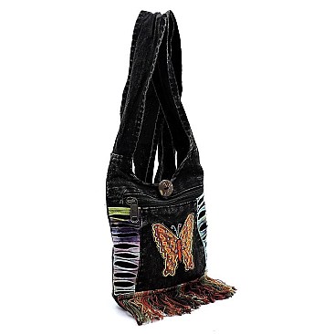 Bohemian Handicrafts Butterfly Cute Crossbody Bucket Bag