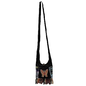 Bohemian Handicrafts Butterfly Cute Crossbody Bucket Bag