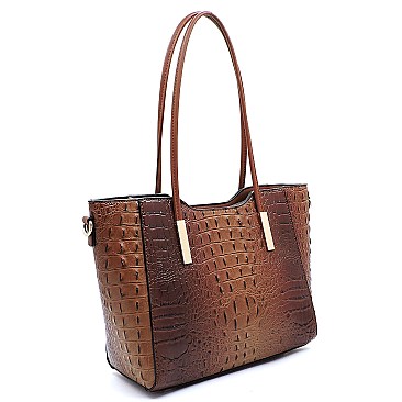 Crocodile Embossed 3 in 1 Twin Tote Wallet SET MH-CY6371W