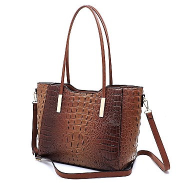 Crocodile Embossed 3 in 1 Twin Tote Wallet SET MH-CY6371W