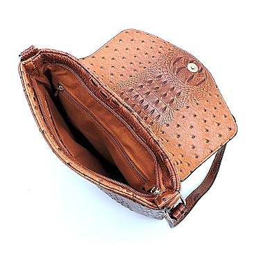 Bee Charm Color Block Striped Ostrich Cross Body MH-L0192