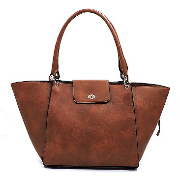 Whipstitched Buckle Accent Wing Tote MH-LY115