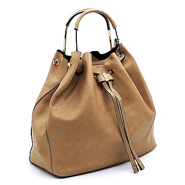 Round Top Handle Drawstring 3-in-1 Satchel