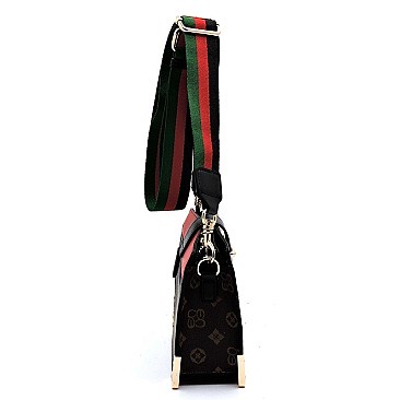 Color Block Cross Body Monogram Satchel