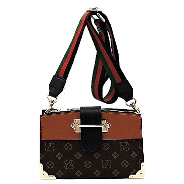 Color Block Cross Body Monogram Satchel