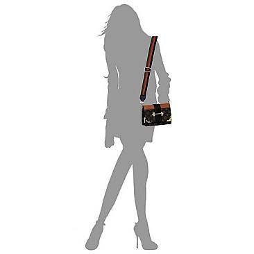 Monogram Color Block Top Flap Cross Body Satchel