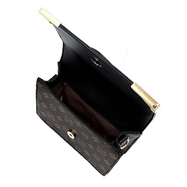 Monogram Color Block Top Flap Cross Body Satchel