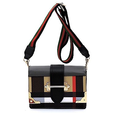 Top Flap Tartan Plaid Check Cross Body Satchel