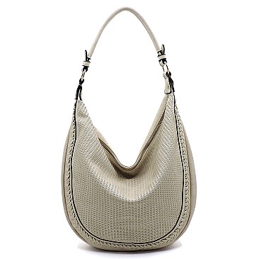 PERFORATED BRAID ACCENT STRAP HOBO