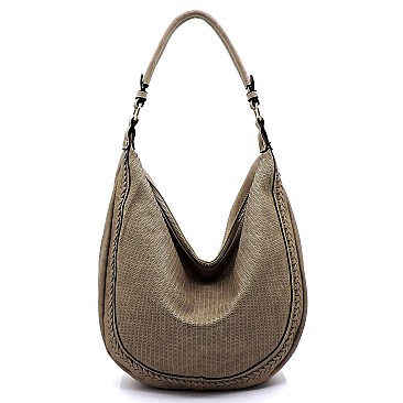 PERFORATED BRAID ACCENT STRAP HOBO