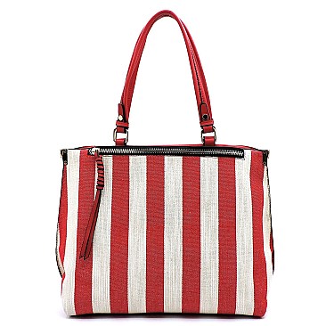 Denim Canvas Stripe Satchel