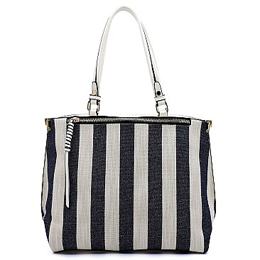 Denim Canvas Stripe Satchel