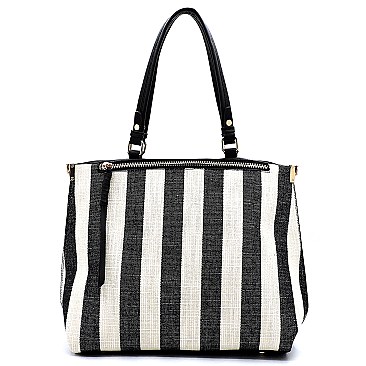 Denim Canvas Stripe Satchel