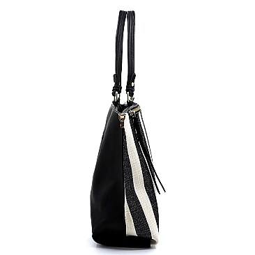 Denim Canvas Stripe Satchel