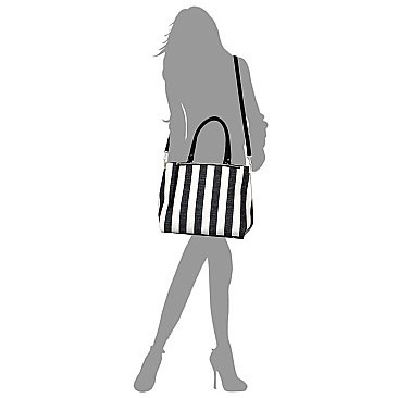 Denim Canvas Stripe Satchel