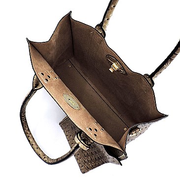STUDDED 3 IN 1 TOTE OSTRICH