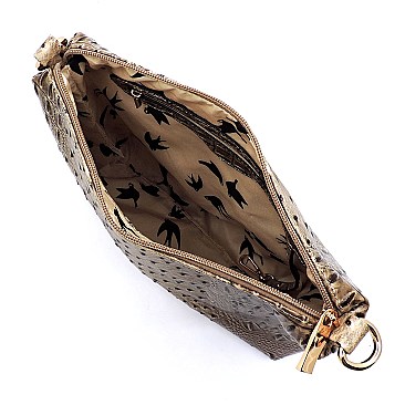 STUDDED 3 IN 1 TOTE OSTRICH
