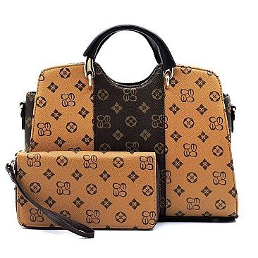 2 IN 1 MONOGRAMMED COLOR BLOCK SATCHEL