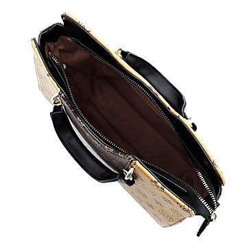 2 IN 1 MONOGRAMMED COLOR BLOCK SATCHEL