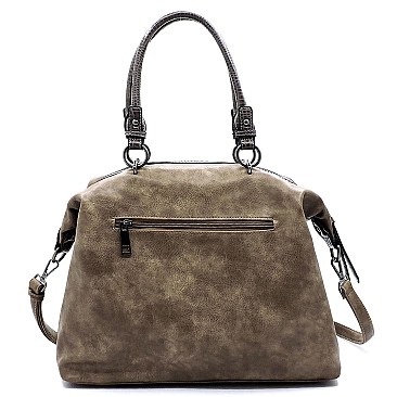 2-Way Stitch Accent Distressed Large Satchel