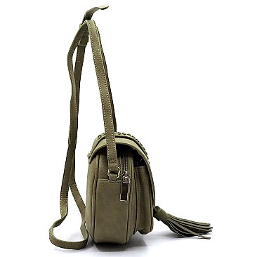 ROUND BRAIDED FLAP BOHEMIAN CROSS BODY