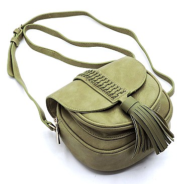 ROUND BRAIDED FLAP BOHEMIAN CROSS BODY