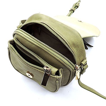ROUND BRAIDED FLAP BOHEMIAN CROSS BODY