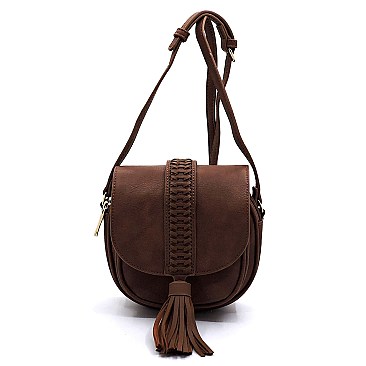 ROUND BRAIDED FLAP BOHEMIAN CROSS BODY