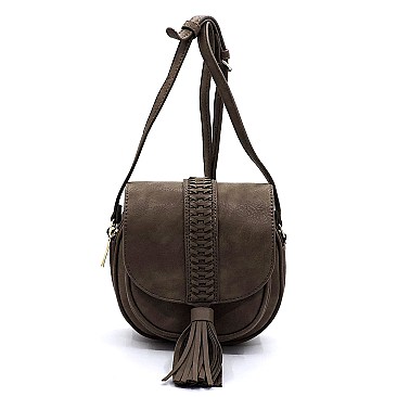 ROUND BRAIDED FLAP BOHEMIAN CROSS BODY