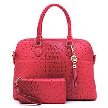 Ostrich Croc 2-in-1 Dome Satchel