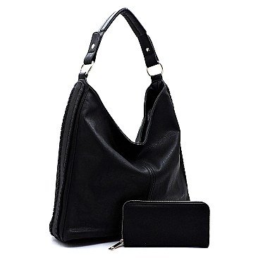 TWO WAY WHIP STITCHED HOBO WALLET SET