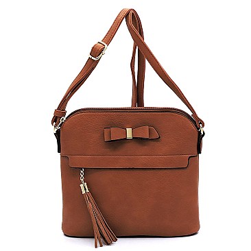 Bow Tassel Zipper Crossbody Bag