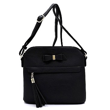 Bow Tassel Zipper Crossbody Bag