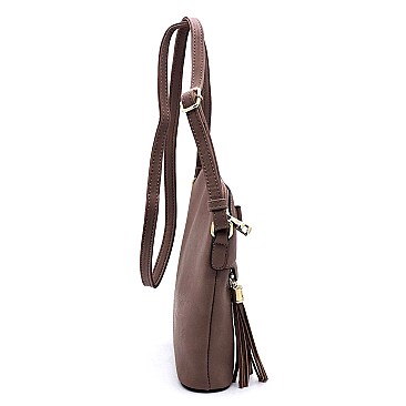 Bow Tassel Zipper Crossbody Bag