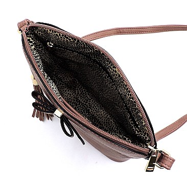 Bow Tassel Zipper Crossbody Bag