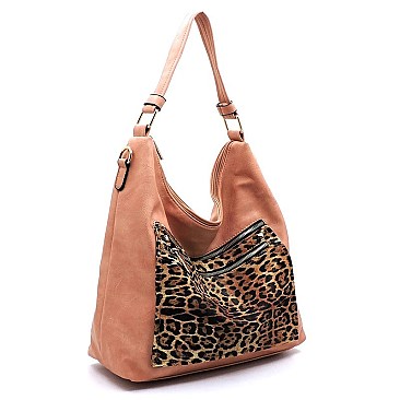 Leopard Zipper 2-in-1 Shoulder Bag Hobo